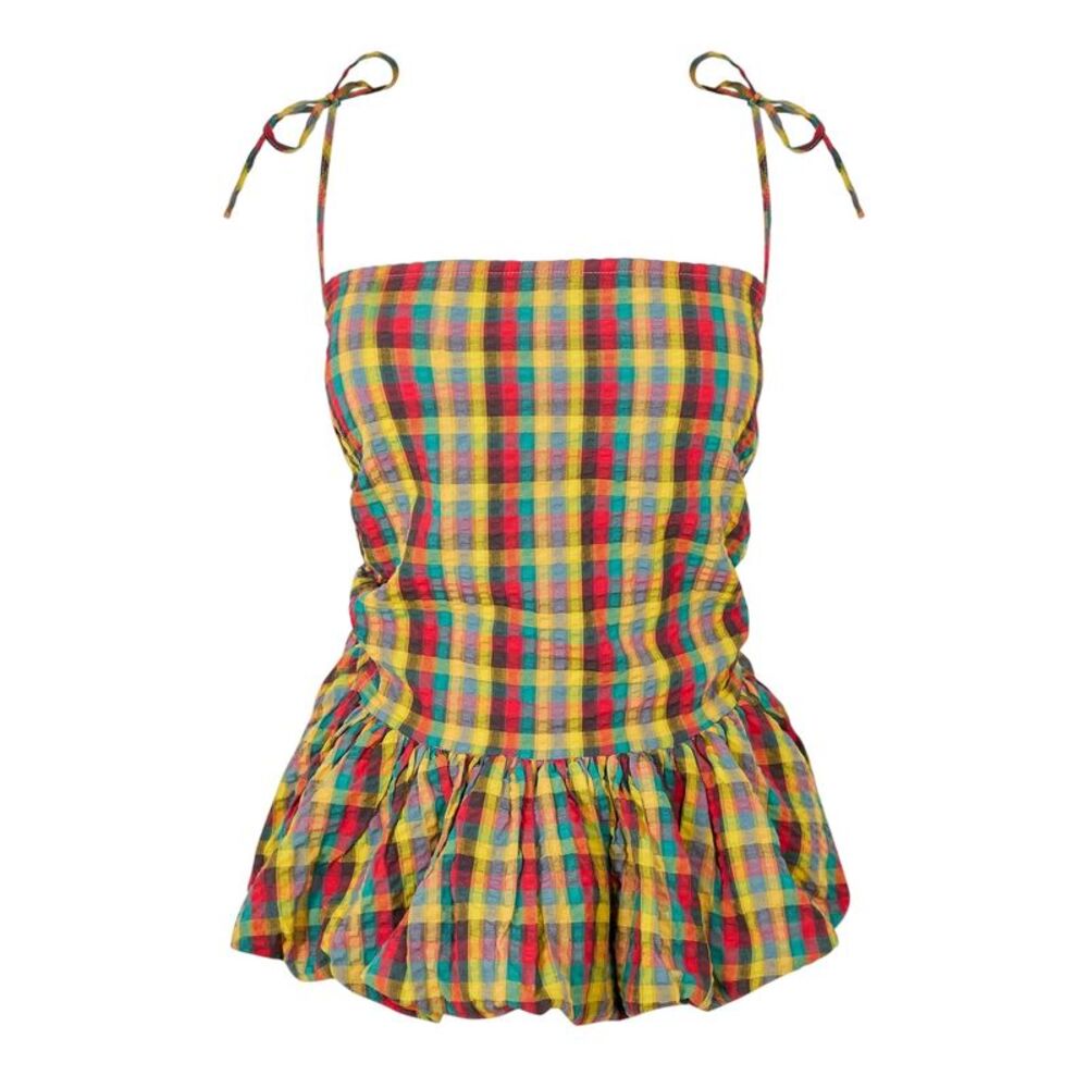 AmyLynn Womens/Ladies Sabrina Plaid Peplum Tank Top / Red/Green